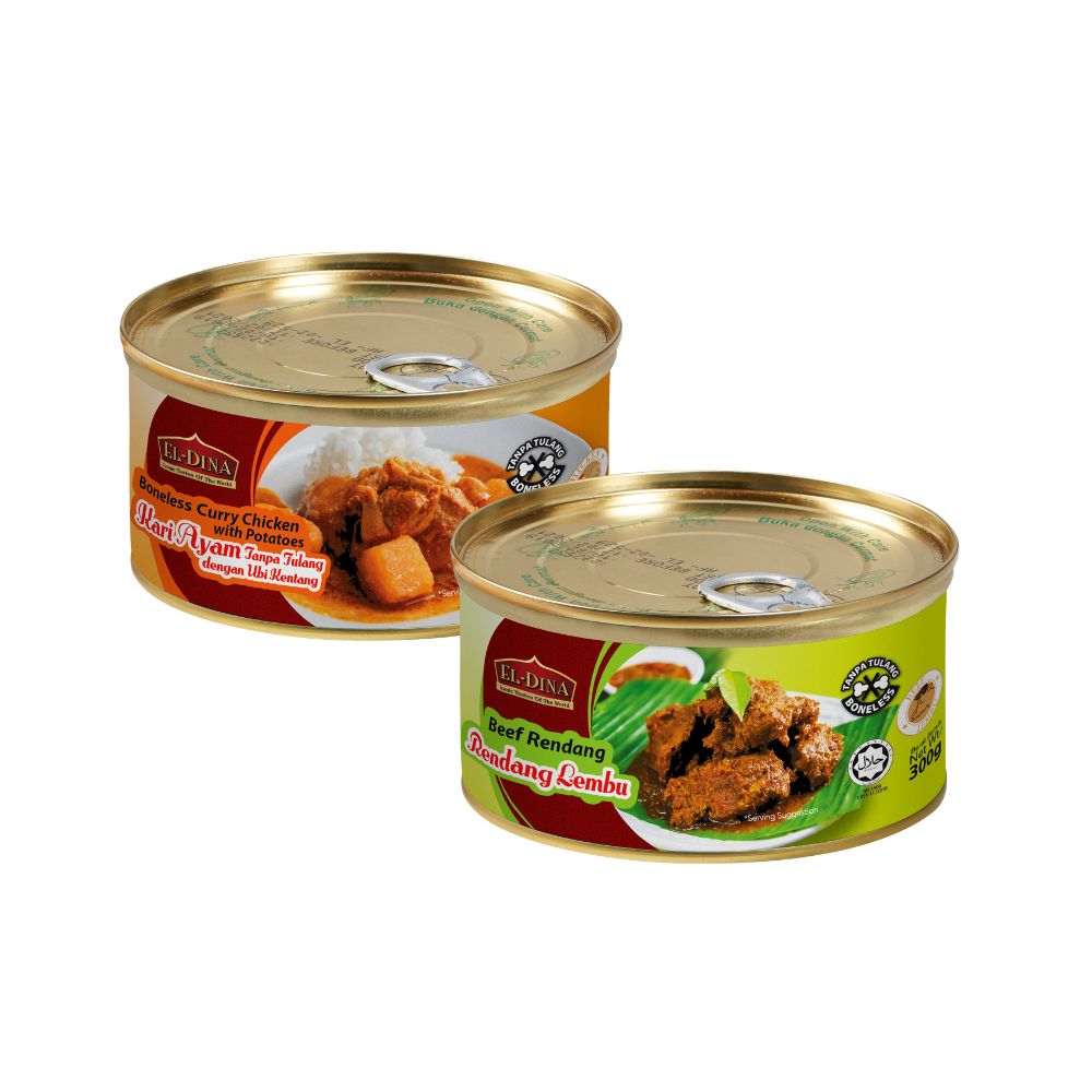 El-Dina Boneless Curry Chicken / Boneless Rendang Beef 300g Ready to Eat (Halal)