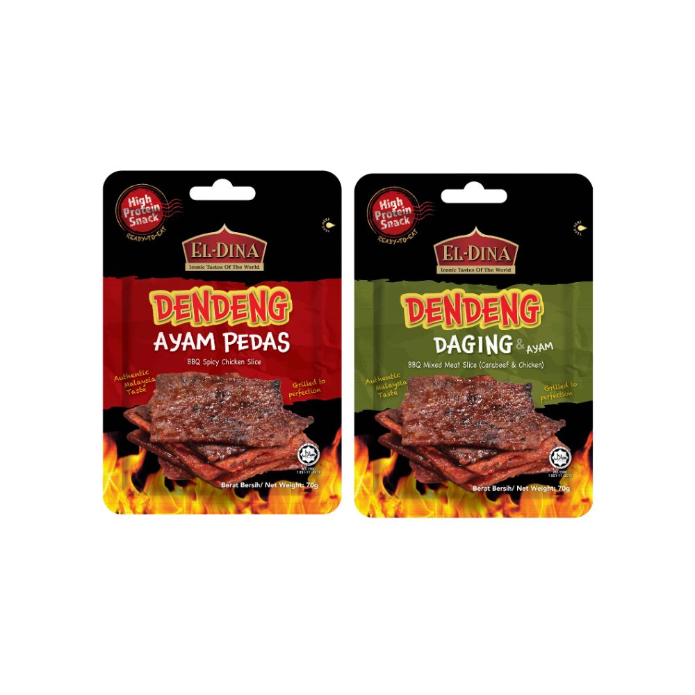 El-Dina Dendeng Spicy Ayam (Chicken) / Daging (Beef) 70g Ready to Eat (Halal)