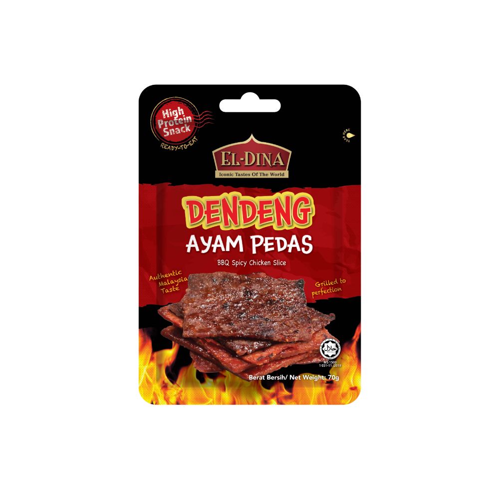 El-Dina Dendeng Spicy Ayam (Chicken) / Daging (Beef) 70g Ready to Eat (Halal)