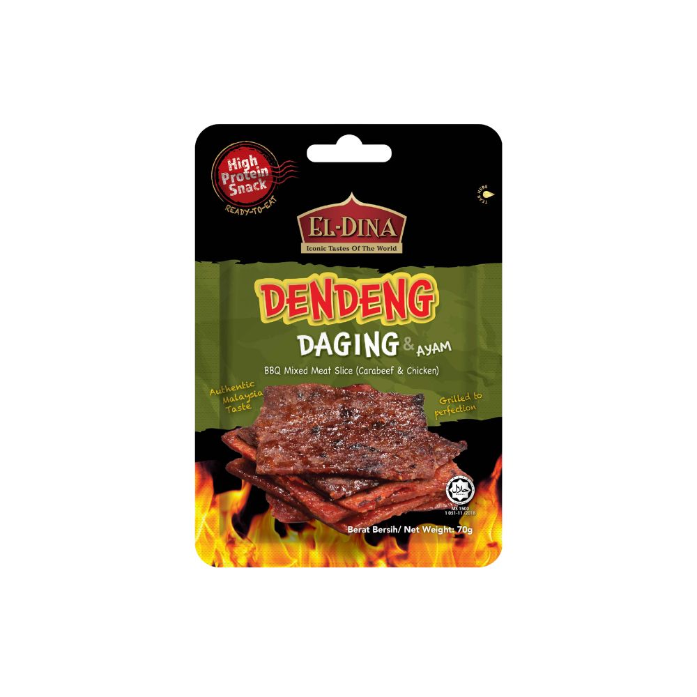 El-Dina Dendeng Spicy Ayam (Chicken) / Daging (Beef) 70g Ready to Eat (Halal)