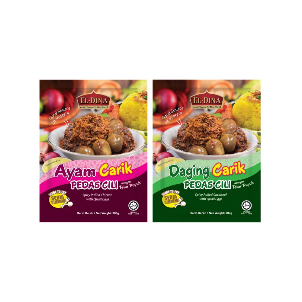 El-Dina Chicken Spicy Pulled Carabeef / Chicken with Quail Eggs 250g Ready to Eat (Halal)