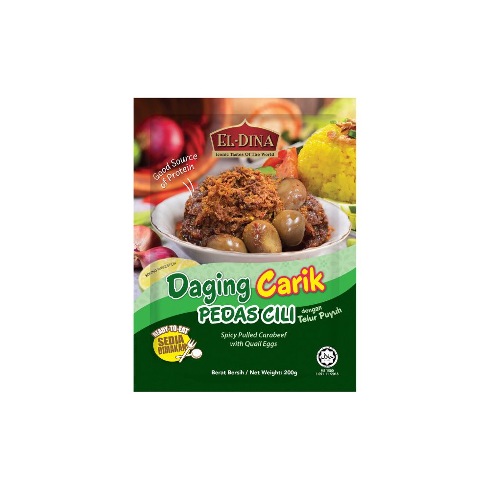 El-Dina Chicken Spicy Pulled Carabeef / Chicken with Quail Eggs 250g Ready to Eat (Halal)